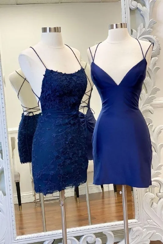 Sexy Straps Sheath Short Homecoming Dress Lace Backless Cowl Neckline Elegant