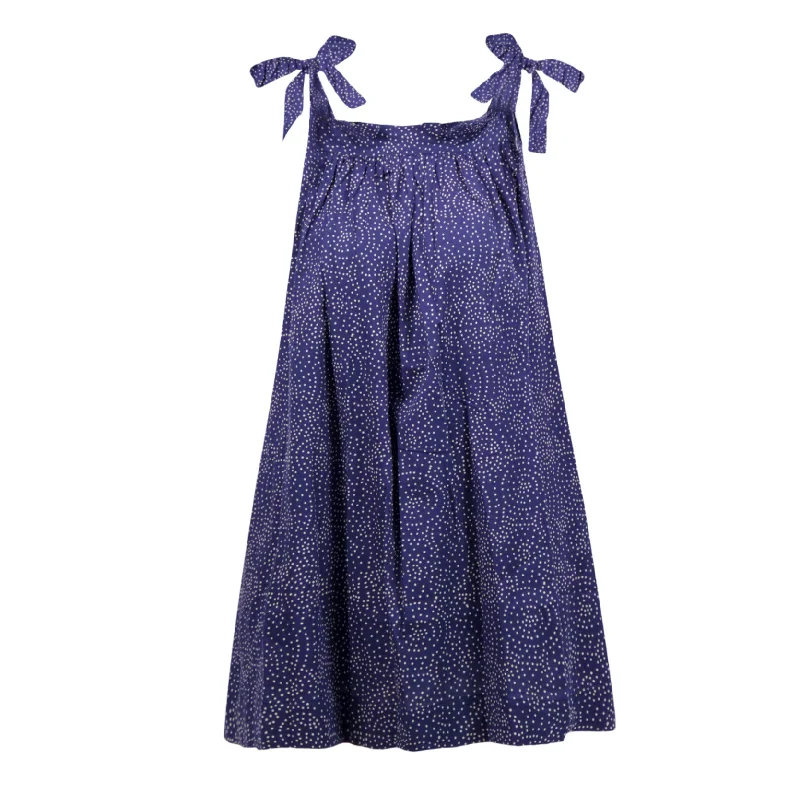 Mimi Shoulder Tie Dress in Midnight Constellation Crew Neckline Casual