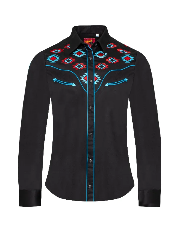 Women’s Western Embroidered Shirts-LS500-520-- Fleece Nylon Spandex