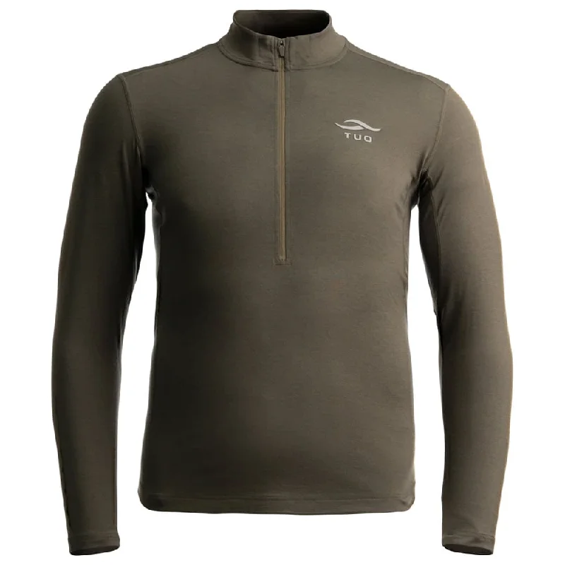 TUO Kinetic Merino 200 Zip Shirt-- Houndstooth Herringbone Solid