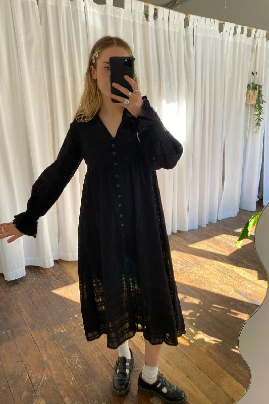 Yulia Dress - Black Tunics Handmade artisanal
