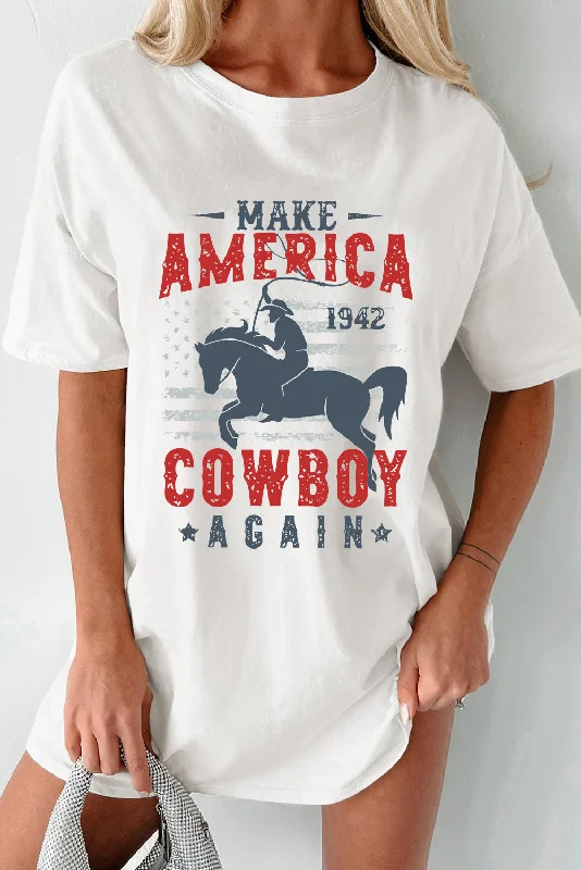 Make America Cowboy Again Ladies T-Shirt-- Chenille Blend Fleece Blend Nylon Blend