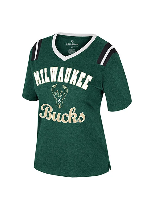Women's Garden State Green Milwaukee Bucks T-Shirt-- Mesh Canvas Denim