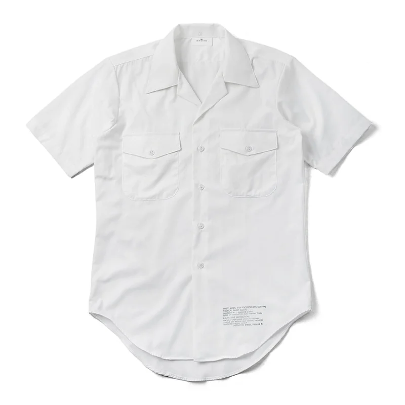 U.S. Navy White Enlisted Dress Shirt, Short Sleeve Boatneck Modish Everyday