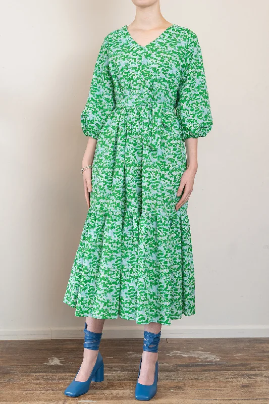 Lulu Dress - Green Floral Tunics Formal black
