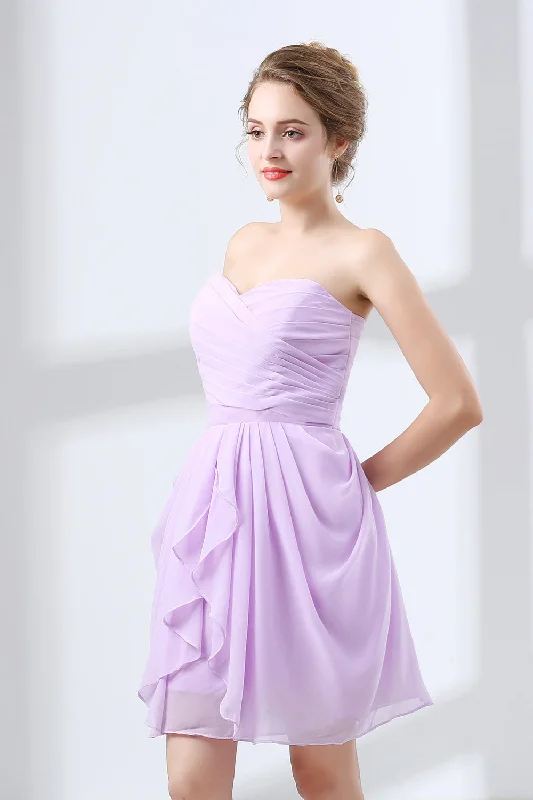 Short A Line Ruffle Strapless Homecoming Dresses Tunics Solid Classic