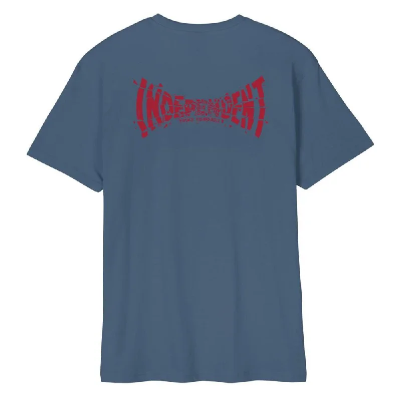 Independent T-Shirt Shattered Span - Steel Blue-- Anti-Shrink Durable Soft