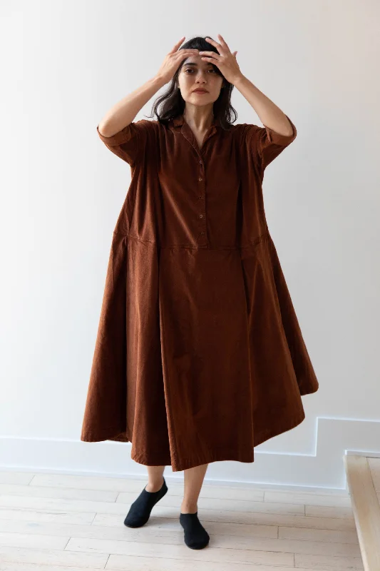 Album di Famiglia | Velvet Tailored Collar Dress in Rust Tunics Formal black