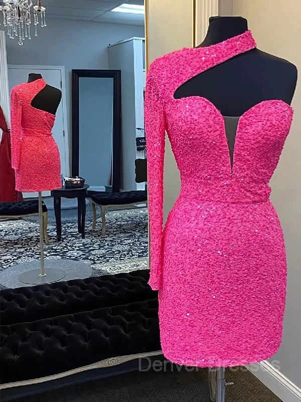 Sheath/Column One-Shoulder Short/Mini Homecoming Dresses Tunics Trendy modern