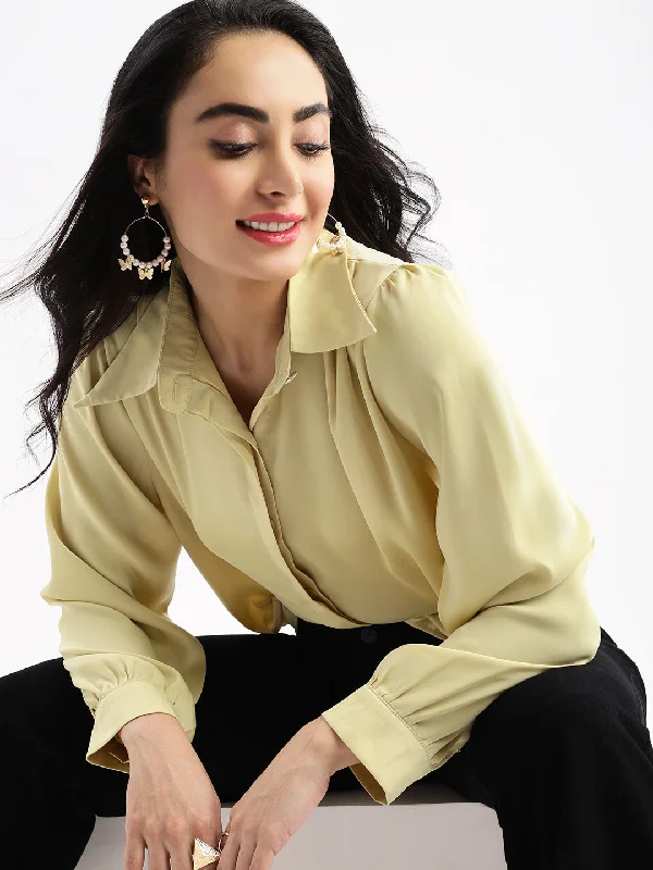 Women Solid Green Shirt-721-Green-- Elasticated Padded Insulated