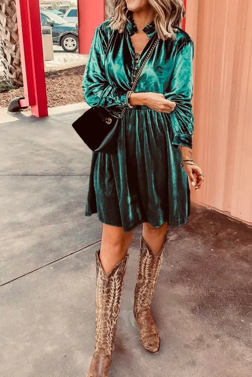 Teal Velvet Rodeo Dress Tunics Practical durable