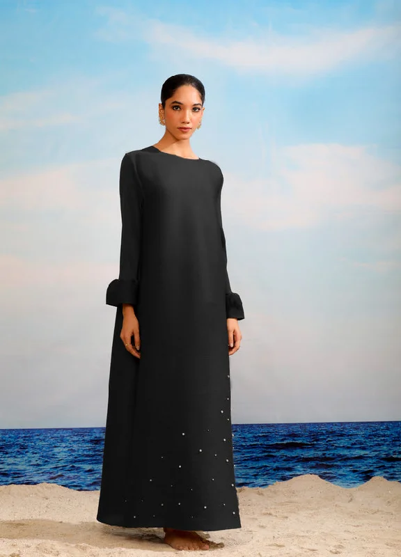 Jasmine Pearl Dress - Black Crew Neckline Casual