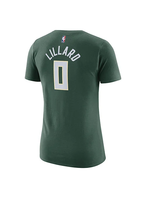 Women's Nike 2022 Icon Edition Damian Lillard Milwaukee Bucks T-Shirt-- Cotton Fabric Linen Fabric Terry Fabric Women's Nike 2022 Icon Edition Damian Lillard Milwaukee Bucks T-Shirt-- Cotton Fabric Linen Fabric Terry Fabric