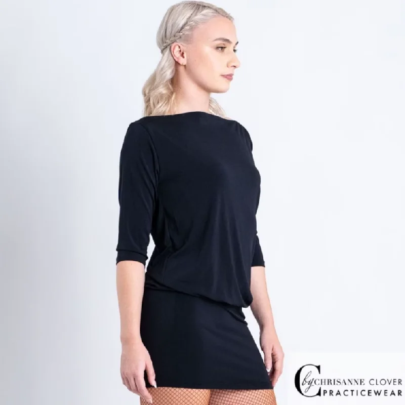 Chrisanne Clover VIRGO Short and Slinky Black Latin Practice Dress or Top PRA 1065 in Stock Tunics Fashionable chic Chrisanne Clover VIRGO Short and Slinky Black Latin Practice Dress or Top PRA 1065 in Stock Tunics Fashionable chic