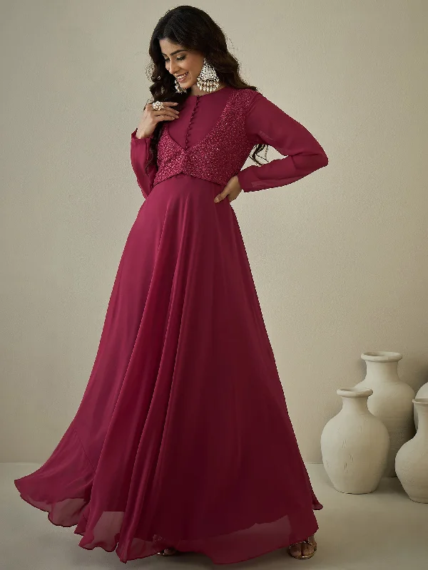 Women's Ethnic Motifs Sequinned Embroidered Maxi Ethnic Dresses Tunics Plaid country