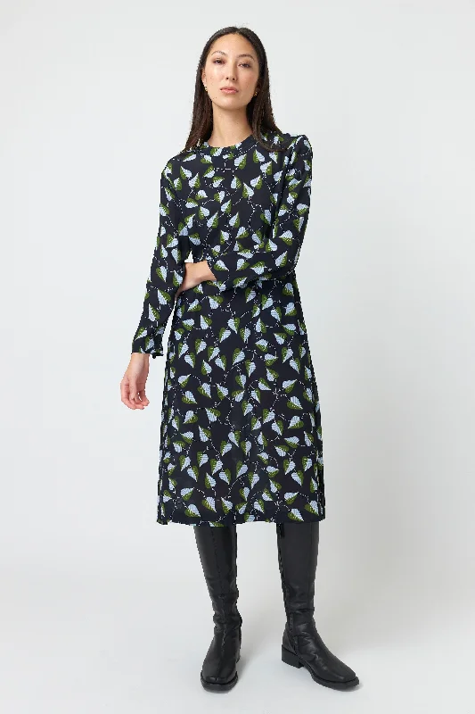 Vines Dress - Black Boatneck Modish Everyday