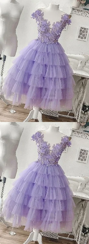 Purple Tulle Applique Short Homecoming Dress, Homecoming Dress Tunics Timeless classic Purple Tulle Applique Short Homecoming Dress, Homecoming Dress Tunics Timeless classic