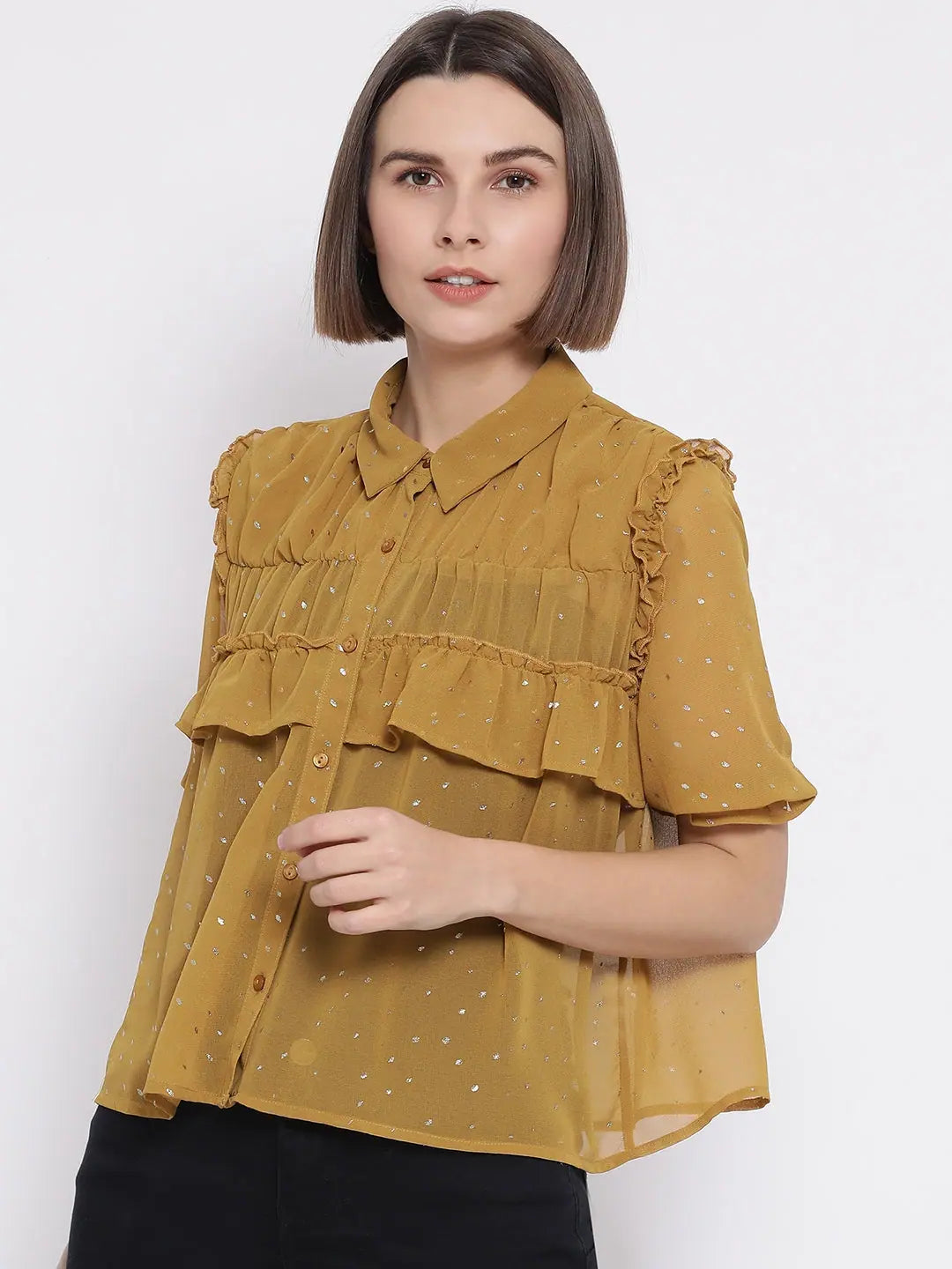Mustard Dramatic Women Shirt-- Anti-Shrink Durable Soft