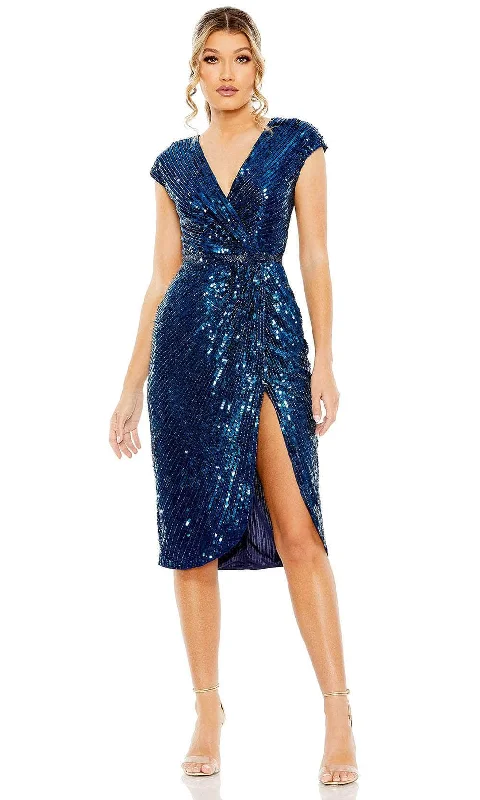 Mac Duggal 5777 - Sequin Embellished Knee-Length Dress Tunics Wedding white