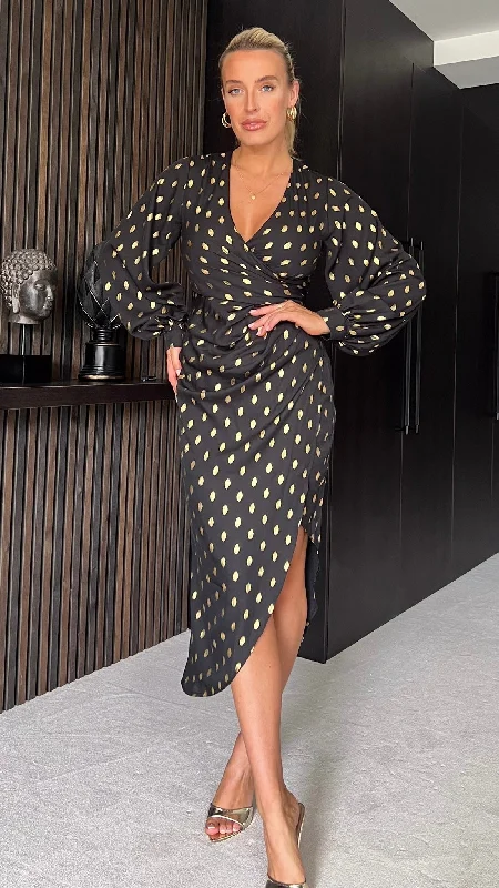 Elsa Black/Gold Dress Tunics Polka dots