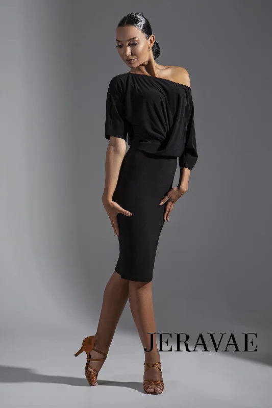 Half-Length Sleeve Latin Practice Dress with Slouchy Top and Back Slit in Skirt PRA 574 Tunics Occasion special
