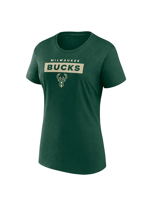 Women's Fanatics Alley-Oop Green Milwaukee Bucks T-Shirt-- Striped Floral Plaid