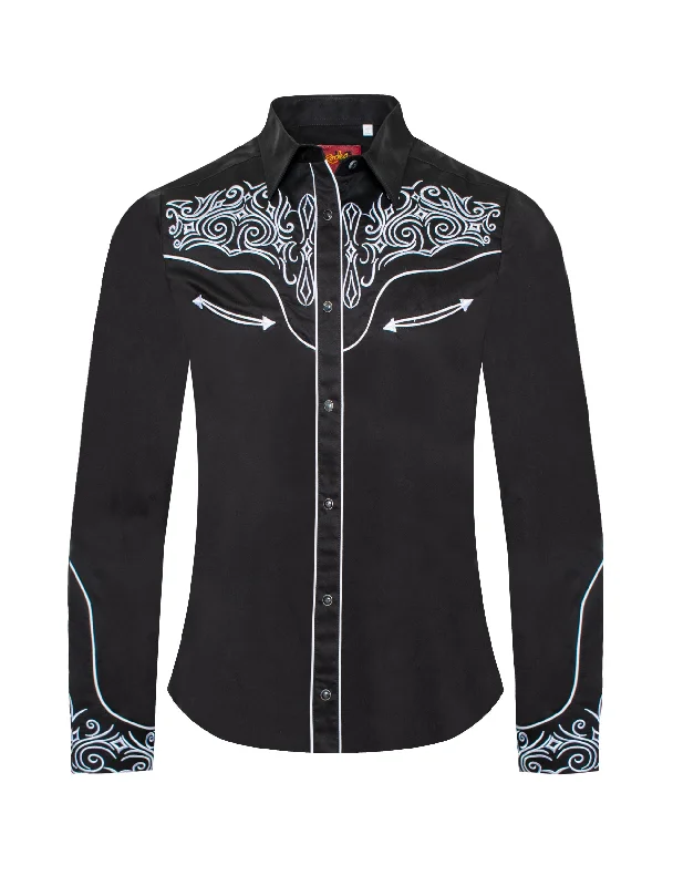 Women’s Western Embroidered Shirts-LS500-517-- Zippered Buttoned Snapped