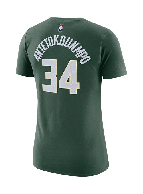 Women's Nike 2022 Icon Edition Giannis Antetokounmpo Milwaukee Bucks T-Shirt-- Satin Fabric Silk Fabric Chiffon Fabric Women's Nike 2022 Icon Edition Giannis Antetokounmpo Milwaukee Bucks T-Shirt-- Satin Fabric Silk Fabric Chiffon Fabric
