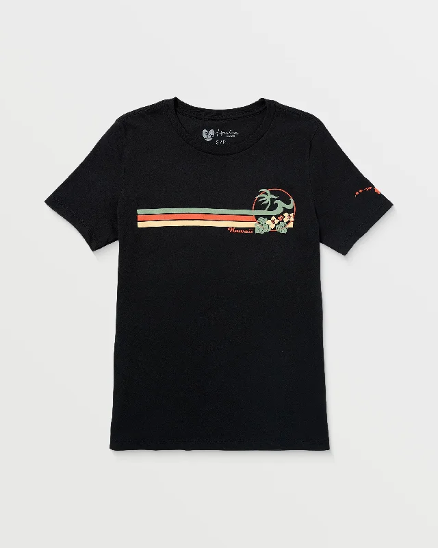 Womens Rasta Stripe T-Shirt - Off Black-- Thin T-Shirt Open Front Quick Dry