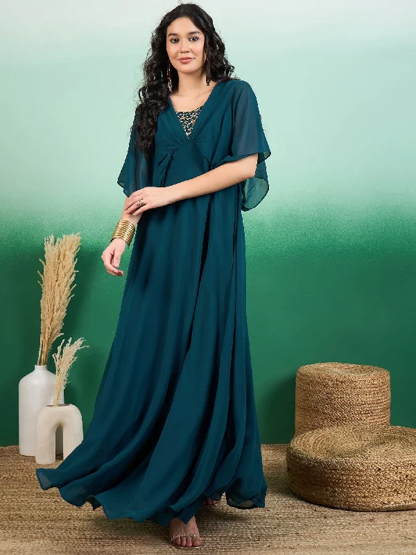 Embroidered Flared Ethnic Dresses sweetheart Neckline Romantic