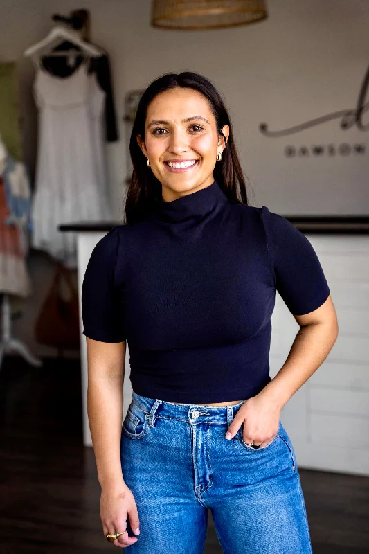 MOCK NECK T-SHIRT-- Anti-Shrink Durable Soft