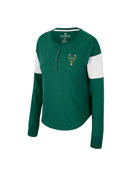 Women's Henley Cheryl Green Milwaukee Bucks Long Sleeve T-Shirt-- Handmade Hand-knitted Hand-woven Women's Henley Cheryl Green Milwaukee Bucks Long Sleeve T-Shirt-- Handmade Hand-knitted Hand-woven