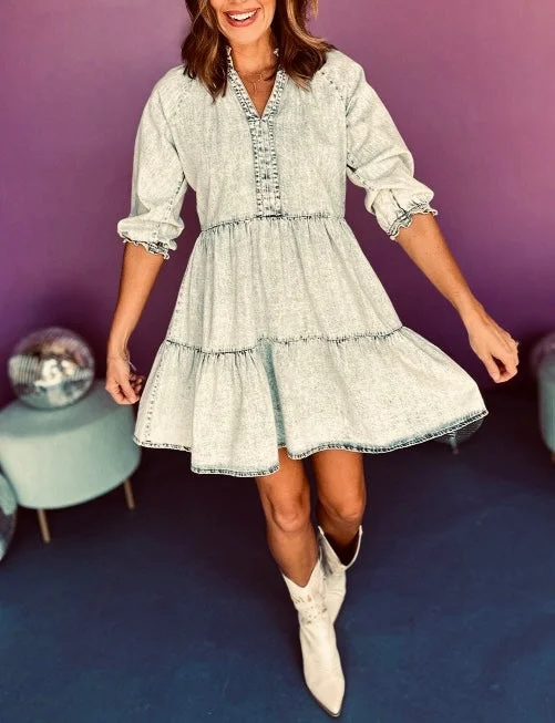 Denim Cowgirl Dress Floral Print girly