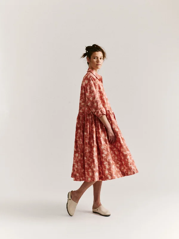 PAGA ROUCH DRESS - IKAT - CORAL Tunics Versatile functional