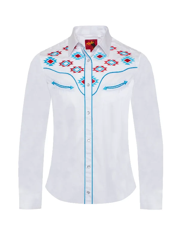 Women’s Western Embroidered Shirts-LS500-521-- Rayon Velvet Corduroy