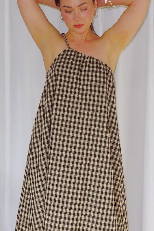 Arcadia Dress - Black/Beige Check Tunics Modern contemporary