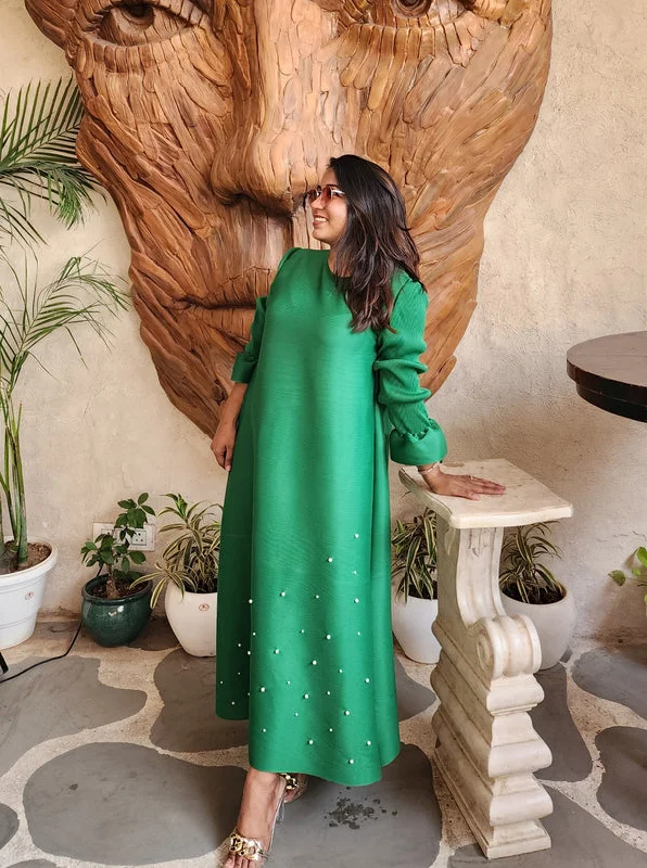 Jasmine Pearl Dress - Green Turtleneck Warm Winter