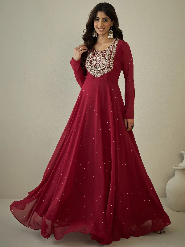 Women Embroidered A-Line Maxi Ethnic Dresses Tunics Running lightweight