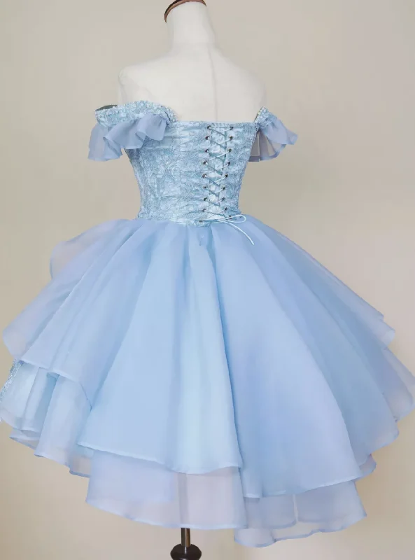 A Line Short Pink Blue Homecoming Dress Tunics Sophisticated sleek