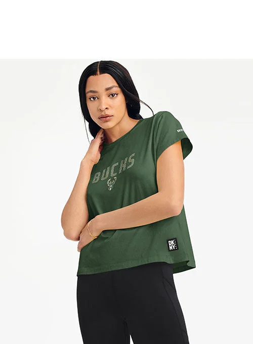 Women's DKNY Julia Milwaukee Bucks T-Shirt-- Satin Blend Silk Blend Wool Blend