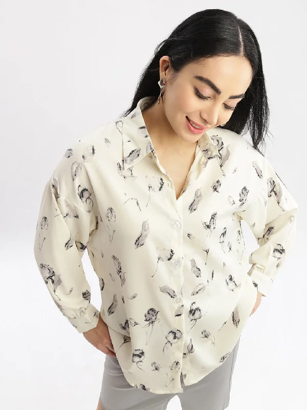 Women Abstract Cream Oversized Shirt-CHN-2006-Creamgrey-- Thin T-Shirt Open Front Quick Dry Women Abstract Cream Oversized Shirt-CHN-2006-Creamgrey-- Thin T-Shirt Open Front Quick Dry