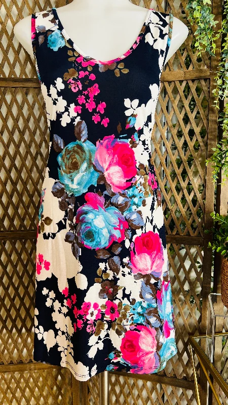 Multi Color Floral Dress Tunics Formal black