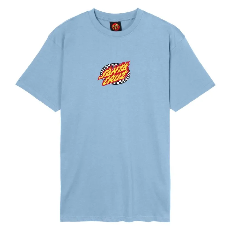 Santa Cruz T-Shirt Oval Check Flame Front - Crystal Blue-- Solid Print Embellished