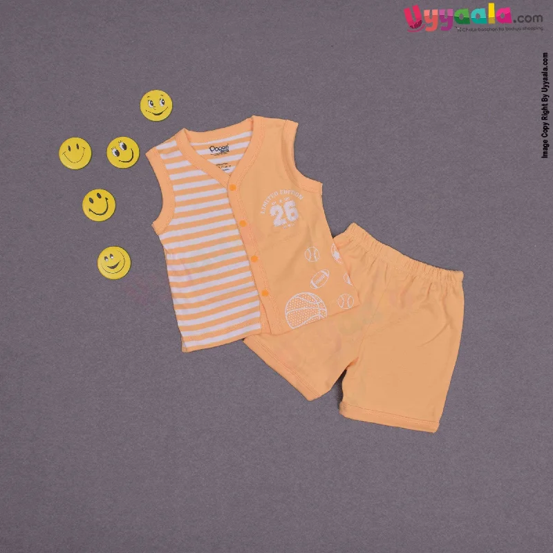POPEES Baby boy casual wear hoisery cotton dress set with stripes and balls print- yellow Tunics Sophisticated sleek POPEES Baby boy casual wear hoisery cotton dress set with stripes and balls print- yellow Tunics Sophisticated sleek
