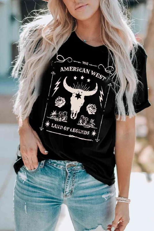 American West Ladies Short Sleeve T-Shirt-- Satin Blend Silk Blend Wool Blend