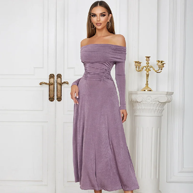 YBH0067 Fashion Casual Women Dress Long Sleeve Elegant Solid Color Customized Wholesales Factory Price Tunics Recommended stylist