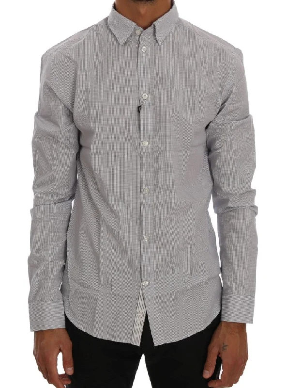 Chic Blue Checkered Casual Shirt-- Striped Floral Plaid