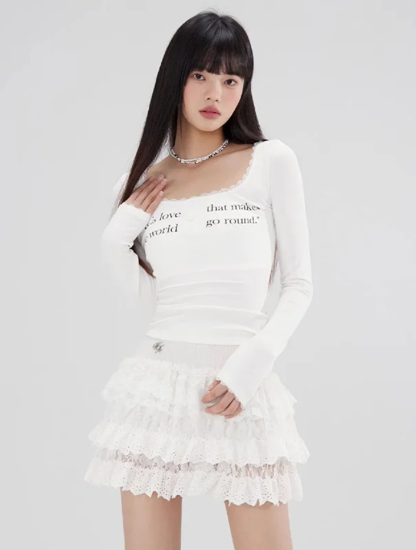 Tight-fitting Bottoming Long-sleeved Letter Printed T-shirt WOO0045-- Print Jacquard Patchwork Tight-fitting Bottoming Long-sleeved Letter Printed T-shirt WOO0045-- Print Jacquard Patchwork