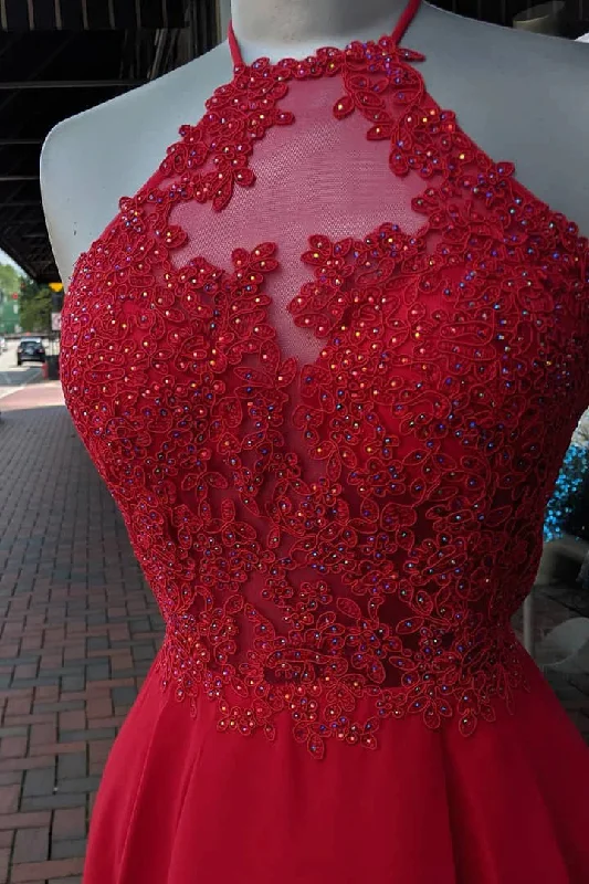 Halter Red Chiffon Appliques Beading Short Homecoming Dresses Tunics Distressed trendy Halter Red Chiffon Appliques Beading Short Homecoming Dresses Tunics Distressed trendy
