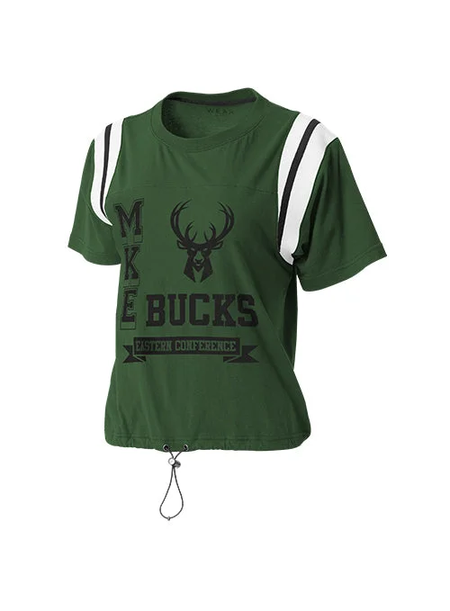 Women's Wear By Erin Andrews Green Milwaukee Bucks Cinched T-Shirt-- Modern Contemporary Chic Women's Wear By Erin Andrews Green Milwaukee Bucks Cinched T-Shirt-- Modern Contemporary Chic